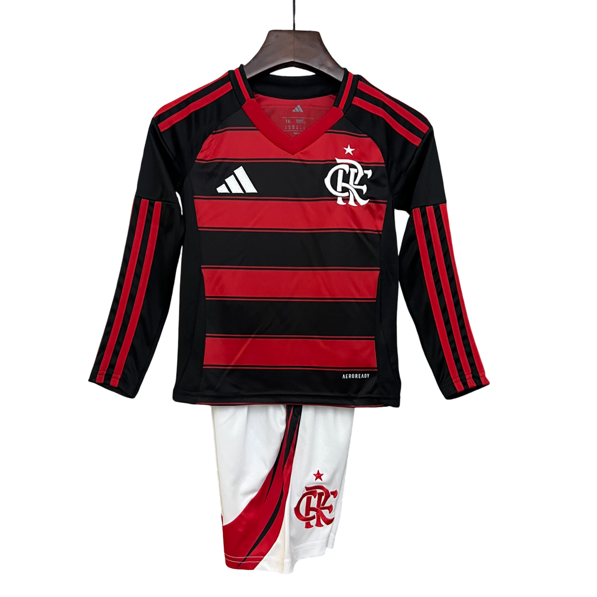 Kit Infantil do Flamengo 2025/26 MANGAS LONGAS – HOME